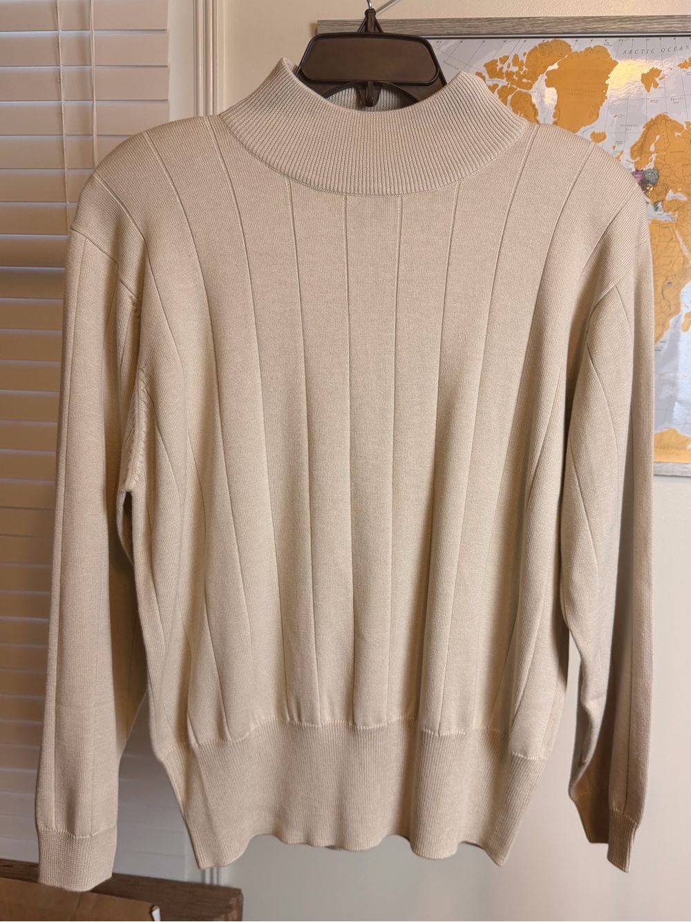 NWT! Dressbarn Tan Ribbed Mockneck Sweater XL Vertical Rib Knit